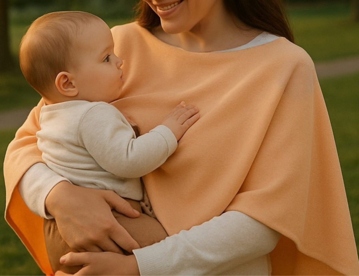 Peruvian Pima Cotton Privacy Nursing Cover Poncho – Soft Peach 4-in-1: Breathable Shawl, Breastfeeding Accessories, Pumping Accessories, Scarf, Summer Nursing Cover Up.