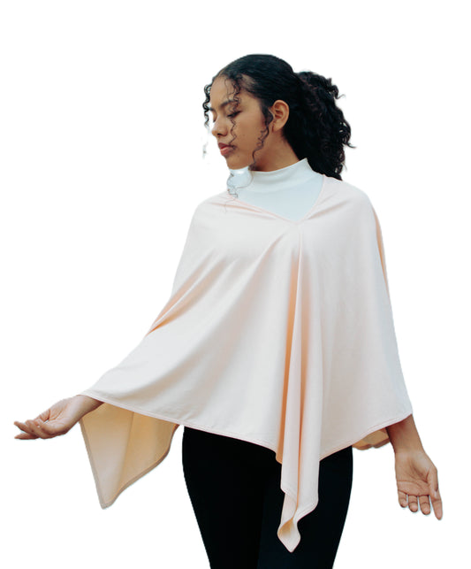 Peruvian Pima Cotton Privacy Nursing Cover Poncho – Soft Peach 4-in-1: Breathable Shawl, Breastfeeding Accessories, Pumping Accessories, Scarf, Summer Nursing Cover Up.